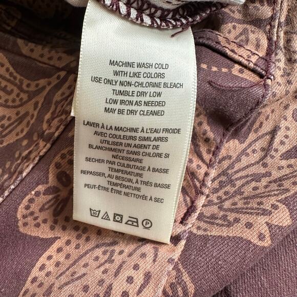 Free People We The Free Maroon/Peach Paisley Print, Low Cut, Flare Jeans NWT- 26 - Picture 6 of 11